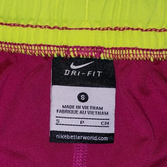 Nike Dri Fit Purple Neon Yellow Running Shorts Small - Picture 4 of 7